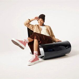 Converse Women's Chuck Taylor All Star Lined Leather Platform Hi Top Shoe Pink